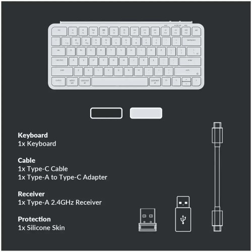KEYBOARD WIRELESS  B1 PRO (B6P-K1) ULTRASLIM MINI GRAY US